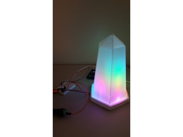 Flamme Kristall - Elektronik arduino Kunst crystal Lampe led led-Streifen neopixel obelisk programmierbar ist 3D print model - Mito3D