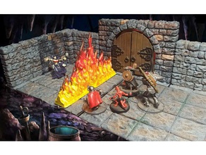 mur de feu 28mm rpg jouets & jeux donjons dragons un incendie des rôle prop 3d print model - Mito3D