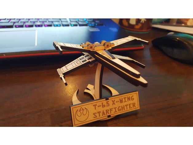 small x-wing fighter stand lasercut vehicles 3D print model - Mito3D