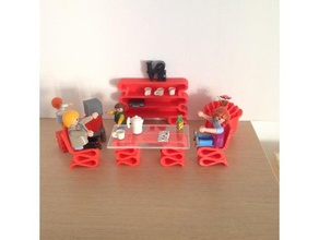 mexer mesa e bookshelve livre interpretação de frank gehry cadeira modelo móveis 3d print model - Mito3D