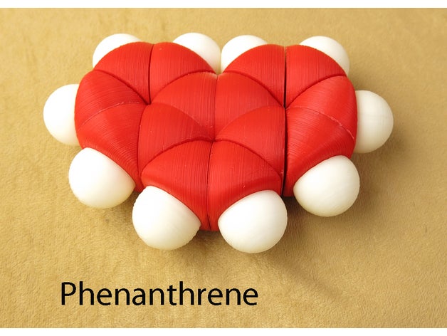 o espaço de preenchimento modelos moleculares phenanthrene pacote aventura aprendizagem atomic modelo química molecular valentine dia dos namorados 3D print model - Mito3D