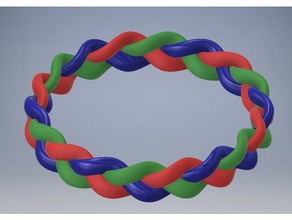 3 brin anneau tressé bijoux multicolore de l'anneau 3d print model - Mito3D