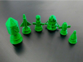 space craft chess pieces piece set remix tinkercad 3d print model - Mito3D