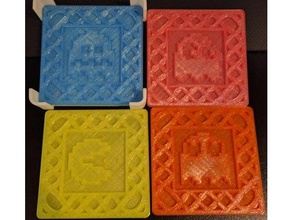 space invaders & pacman coasters kitchen dining ghost 3d print model - Mito3D