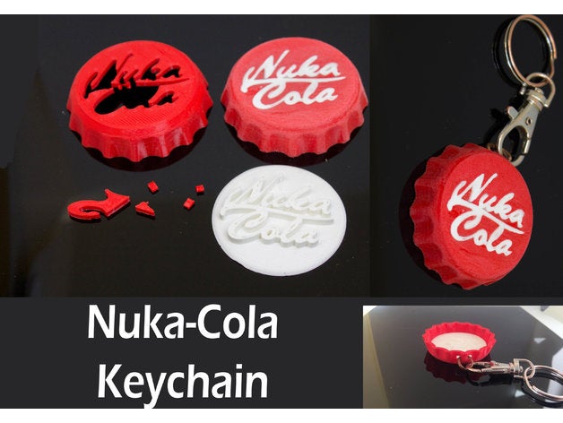 fallout nuka cola keychain two parts video games bottle cap bottlecap 4 3 new vegas nukacola color 3D print model - Mito3D