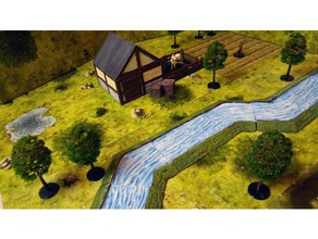 threednd river straight playsets dnd tiles dungeons dragons miniature miniatures openforge pathfinder rpg game prop tabletop terrain wargaming 3d print model - Mito3D