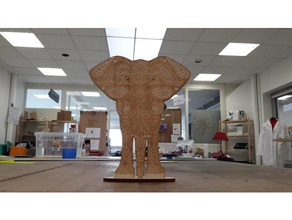 Elefanten lasercut 2d-Kunst laser Holz 3d print model - Mito3D
