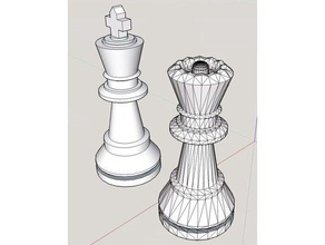 replacement chess king & queen 3d print model - Mito3D