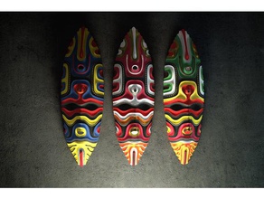 dalga maske lq + dokular heykeller sanat dekor ev 3d print model - Mito3D
