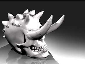 gehörnte Schädel Skulpturen böse Hörner menschlicher 3d print model - Mito3D