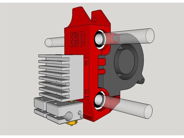 denunciante - prusa i3 x carro e3d quimera incorporado en la capa del ventilador Impresora 3d de las piezas los cíclopes doble extrusión hephestos el monte reprap x-carro 3D print model - Mito3D