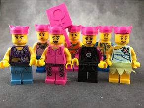 minifig pussyhat toys & games equality equity female lego compatible woman women women's rights womens march right 3d print model - Mito3D