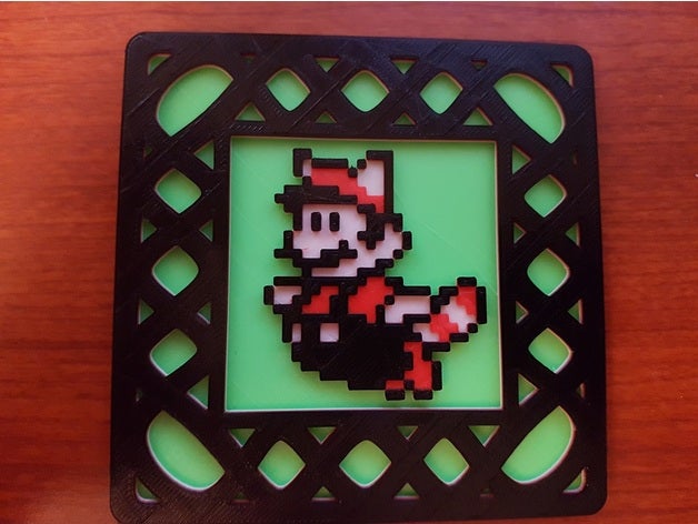 coaster 8 bit remix - smb3 rakun mario video oyunları 8-bit 3D print model - Mito3D