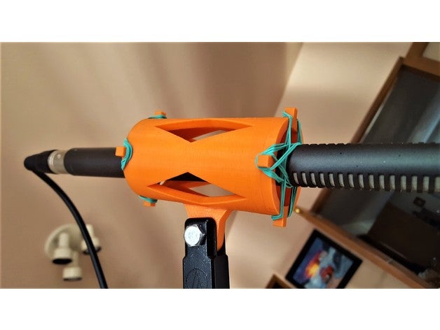 tüfek mikrofon shock mount - kolay baskı müzik klibi tutucu mikrofonu bağlayın şok monte edin 3D print model - Mito3D