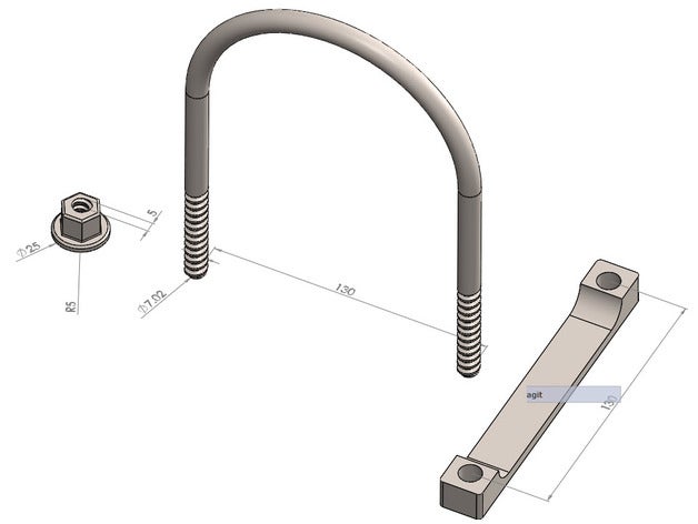 u vis de 100 mm 150 + l'ingénierie boulon la conception calibre mécanique mécatronique l'écrou tournevis 3D print model - Mito3D