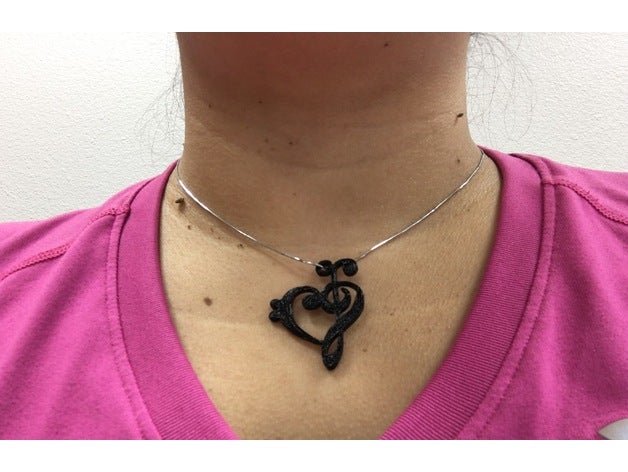 treble clef de fa cœur bijoux la basse basse-lièvre collier pendentif les aigus sol 3D print model - Mito3D