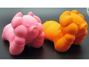 cute pig 3d printing animal animals cartoon character pink piggy 3d print model - Mito3D