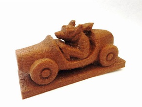 dog driving sports car scans & replicas wood carving 3d print model - Mito3D