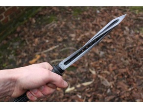 jagdkommando tri blade dagger art tools ballistic knife microtech triblade 3d print model - Mito3D