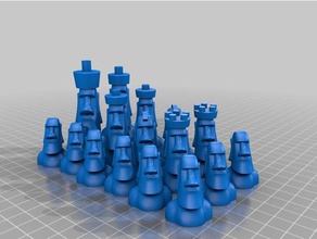 moai jeu d'échecs les échecs pièces l'île de pâques rapa nui 3d print model - Mito3D
