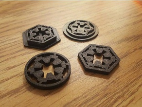 star wars galactic empire logo coins & badges angle angled background badge coin collection darth vader emperor key chain keychain rebel symbol token 3d print model - Mito3D