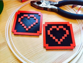 8-bit kalp 2d sanat valentine Sevgililer Günü 3d print model - Mito3D