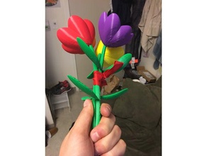 Blume-Vorbau Biologie bouquet Niedlich Blume Stamm valentines Tag 3d print model - Mito3D