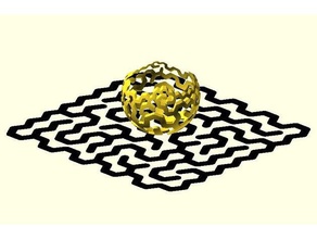 hex-Labyrinth-Projektion Mathe-Kunst hexagon Labyrinth Labyrinth-generator openscad Projektion stereografische 3d print model - Mito3D