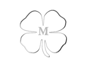 my customized stamp-o-matic four leaf clover letter m hollowzip signs & logos 3d print model - Mito3D