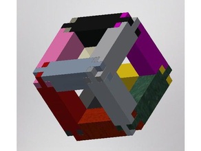 doppelseitiges 3-Wege-joint - cube-Montage math 3d print model - Mito3D