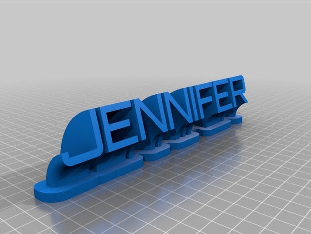 mon personnalisés en balayant la plaque de nom jennifer bureau personnalisé 3D print model - Mito3D