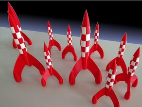 tintin moon rocket puzzle big toys & games 3d print model - Mito3D