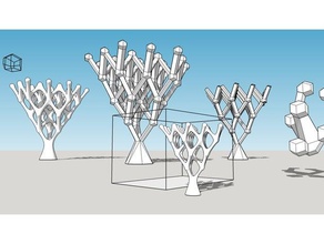 twist rhombischen Dodekaeder-Netzwerk-Baum Skulpturen rhombische Dodekaeder 3d print model - Mito3D