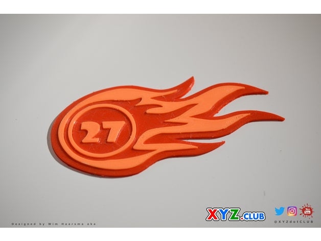 quente de número 27 os acessórios emblema decalque decalques dupla cores dualstrusion extrusão number27 patch ultimaker 3 wanhao duplicador 4s 3D print model - Mito3D