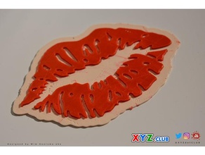 kiss me accessories badg decal dual color extruders extrusion material lips lipstick stamp ultimaker 3 valentine valentinesday valentines day gifts wanhao duplicator 4s 3d print model - Mito3D