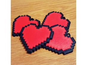 8-bit coração chaveiro chaveiros 8 bits corações retro o dia dos namorados 3d print model - Mito3D