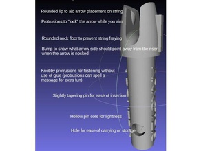 paramétrico de flecha nock deporte y al aire libre arco la caza deportes 3d print model - Mito3D