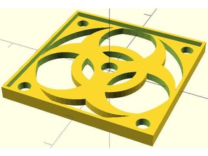 customizable biohazard fan guard 3d printer accessories logo grill filter 3d print model - Mito3D