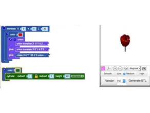 blockscad rosa A impressão 3d flor openscad rosas o dia dos namorados 3d print model - Mito3D