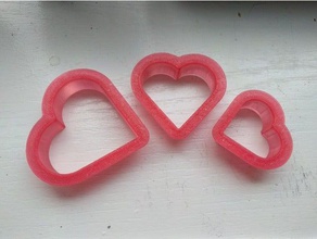 nesting heart cookie cutters set three sizes kitchen & dining cookiecutter cutter valentine valentines day 3d print model - Mito3D