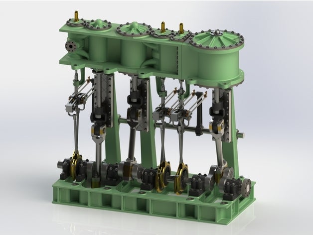 triple-expansion marine steam engine-update 3 engineering engine Dampf-Motor 3D print model - Mito3D