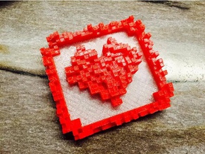 8-bits de coeur la variation 2d art cœur saint-valentin st-valentin saint valentin 3d print model - Mito3D