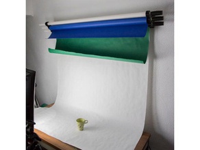 wall-mounted multiple backdrop paper roll pulldown rack art tools back bracket down drop green greenscreen hanging holder mount mounted multi multi-paper photo photography pull screen studio wall 3d print model - Mito3D