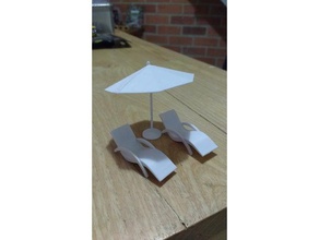1 50 açık şezlong şemsiye ölçek model mobilya 3d print model - Mito3D