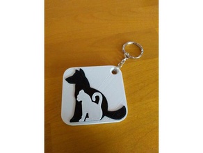 cat dog keychain keychains animal animals chat chien key 3d print model - Mito3D