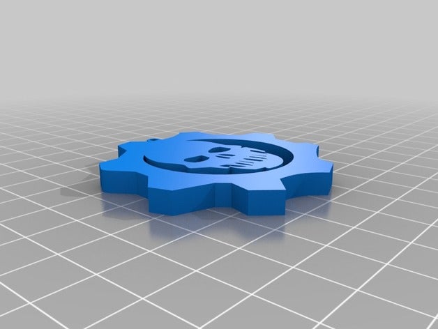 engrenagem guerra logotipo pendente jogos de vídeo chaveiro crânio videogame 3D print model - Mito3D