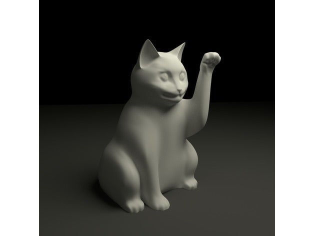 waving lucky cat - maneki neko animals art cat kitten kitty lucky lucky cat toy 3D print model - Mito3D