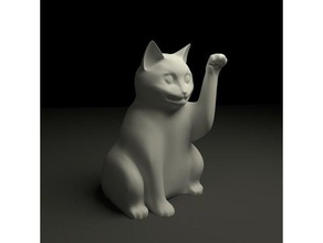 waving lucky cat - maneki neko animals art kitten kitty toy 3d print model - Mito3D