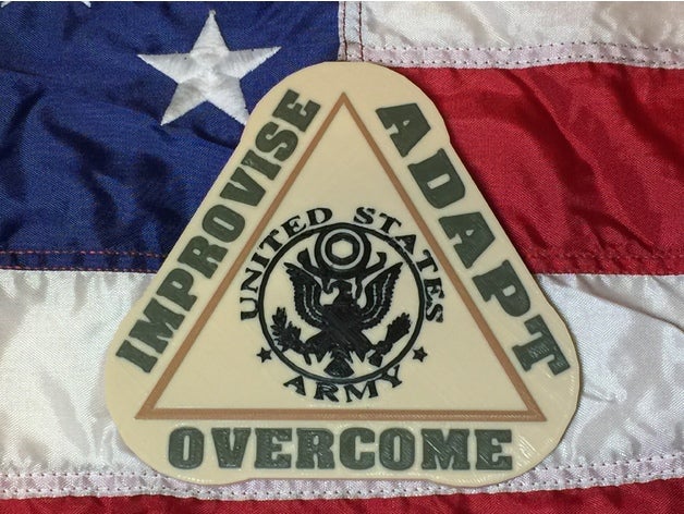 improvise adapt overcome signs & logos memorial air force army asllexicon clint eastwood gift improvised joint forces korean marines military navy war marine corps day mmu multi material print multi-color multi-part olsen present props prusa south tinkercad todd toy united states us veteran veterans 3D print model - Mito3D
