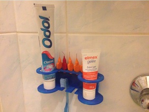 double coller porte-brosse à dents la salle de bains tepe dentifrice titulaire 3d print model - Mito3D